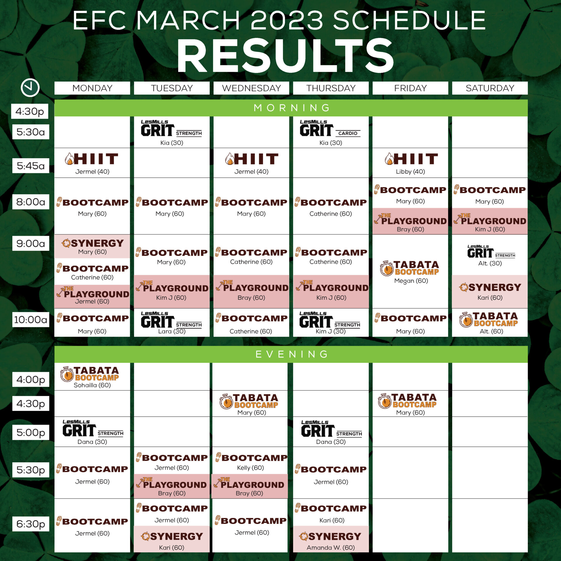 GroupEx Schedule | EFC GroupEX Schedule | Monthly GroupEx Schedule